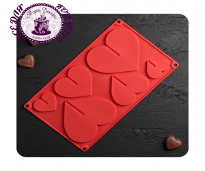 Форма силиконовая СЕРДЦЕ 3D 17×29 см 6 ячеек 8,5×6,2 см